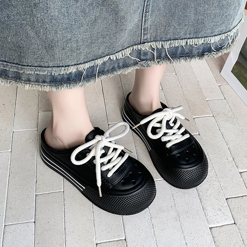 Zuecos de moda para mujer, zapatillas de plataforma con cordones, zapatos de verano, sandalias de suela gruesa antideslizantes de EVA suave para playa y calle - imagen 2