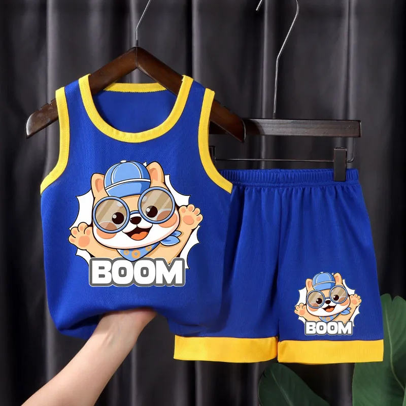 Conjuntos de chaleco cómodos y transpirables para niños, Top sin mangas de estilo coreano, pantalones cortos, traje de dos piezas, trajes deportivos para niños, novedad de verano 2025 - imagen 4