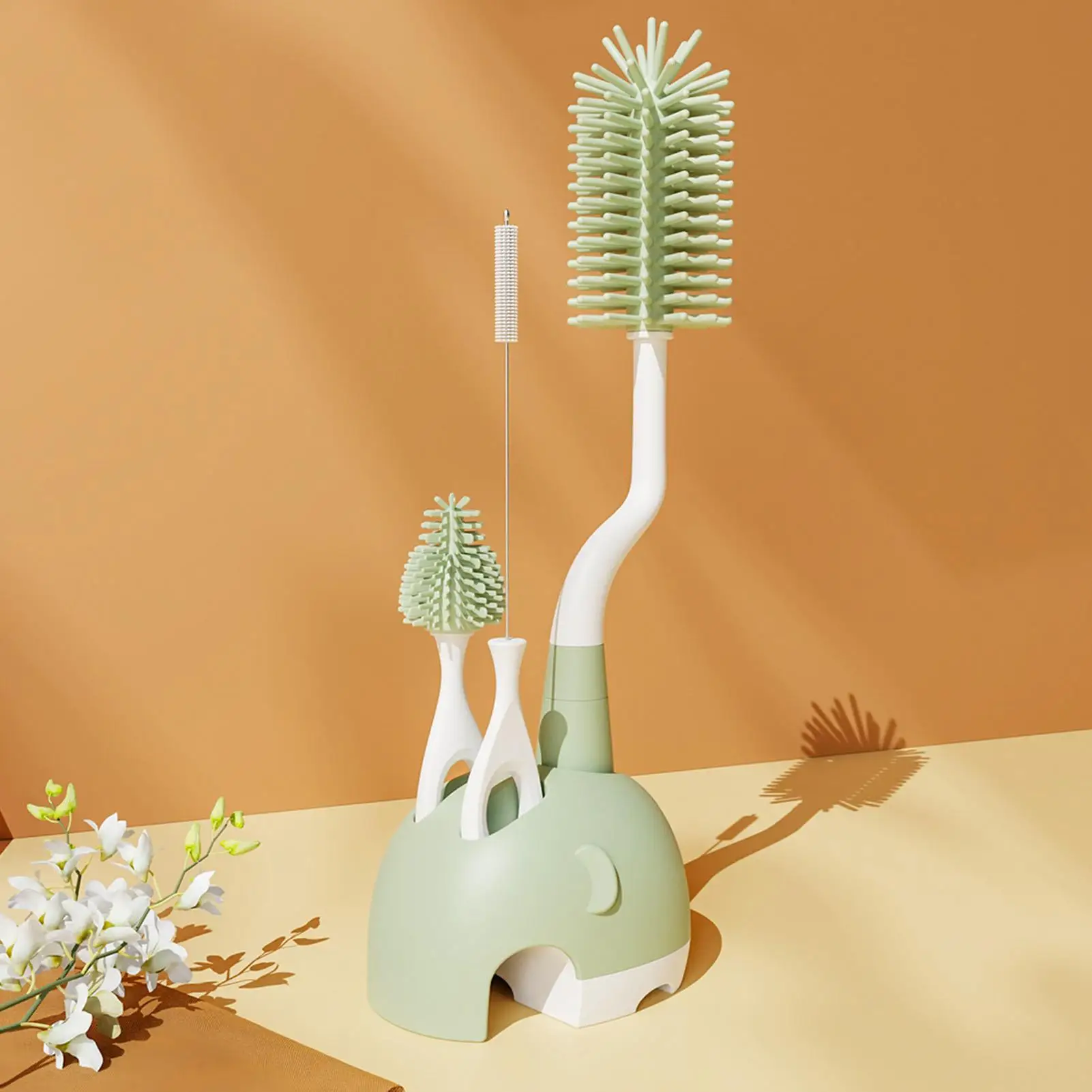 Juego de cepillos para biberones, Kit de limpieza de tazas multifuncional, juego de cepillos para biberones antiarañazos para viajes, Picnic, dormitorio, guardería - imagen 4