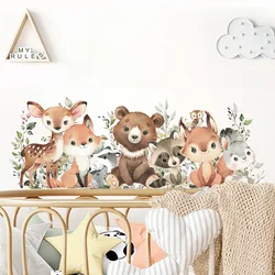 Pegatinas decorativas estilo acuarela – Animales del bosque para habitación infantil