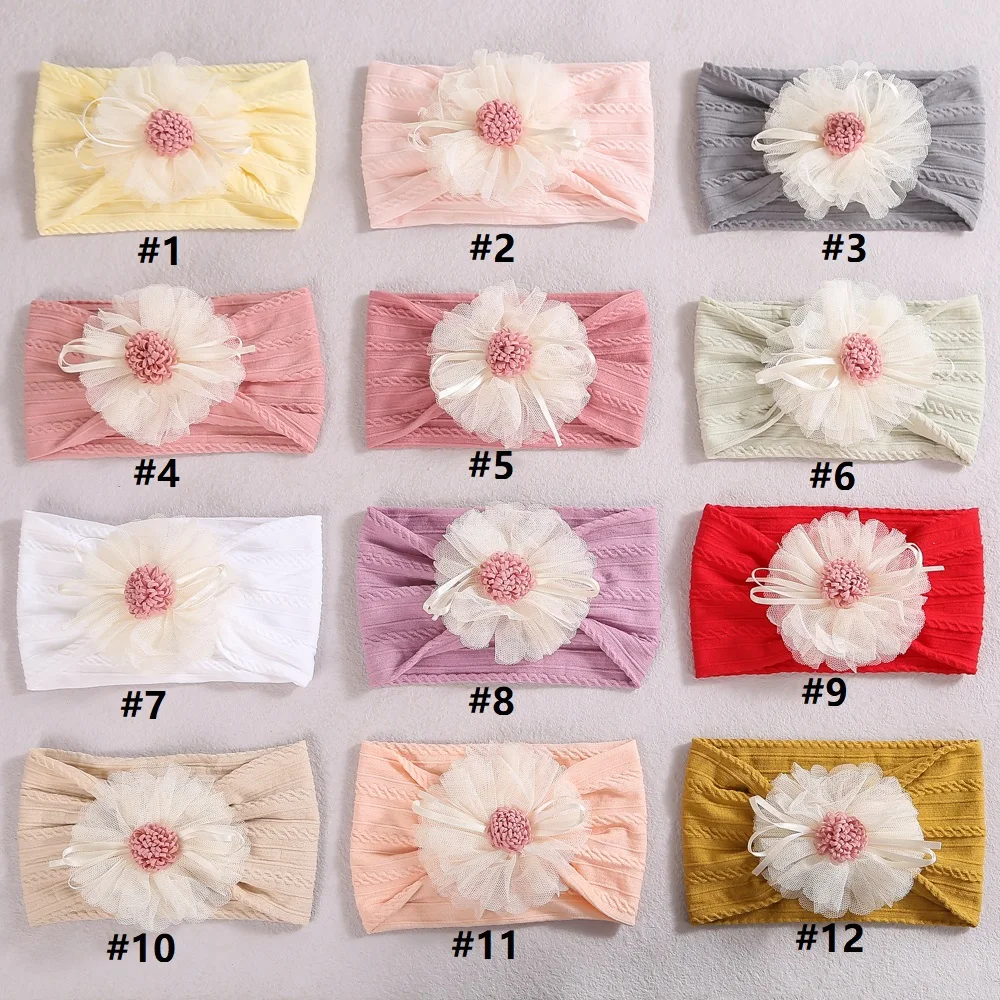 Turbante diadema floral para bebé niña – Elástico de nailon - imagen 2