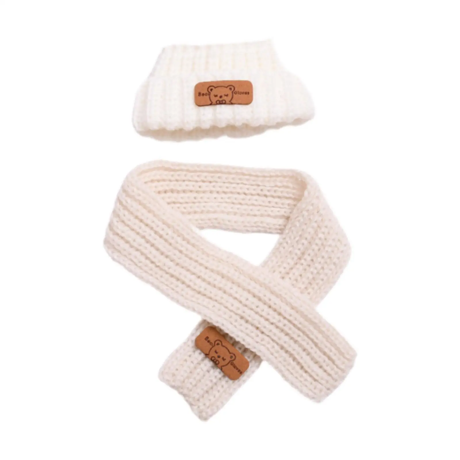 2 Pieces Girl Doll Clothes Cartoon Hat and Scarf Set Winter Autumn Mini Doll Clothing Doll Outifits for 15/17 cm Plush Doll