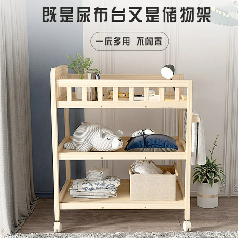 Mesas para cambiar pañales, mesa para el cuidado del bebé de madera maciza, baño de masaje, cambiador multifuncional integrado para cama de bebé - imagen 3