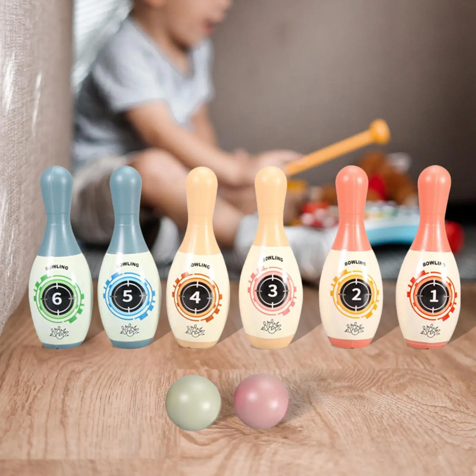 Kids Bowling Playset Interactive Play Educational Gift Kids Education Motor Skills for Gift New Year Gift Valentine's Day Gift