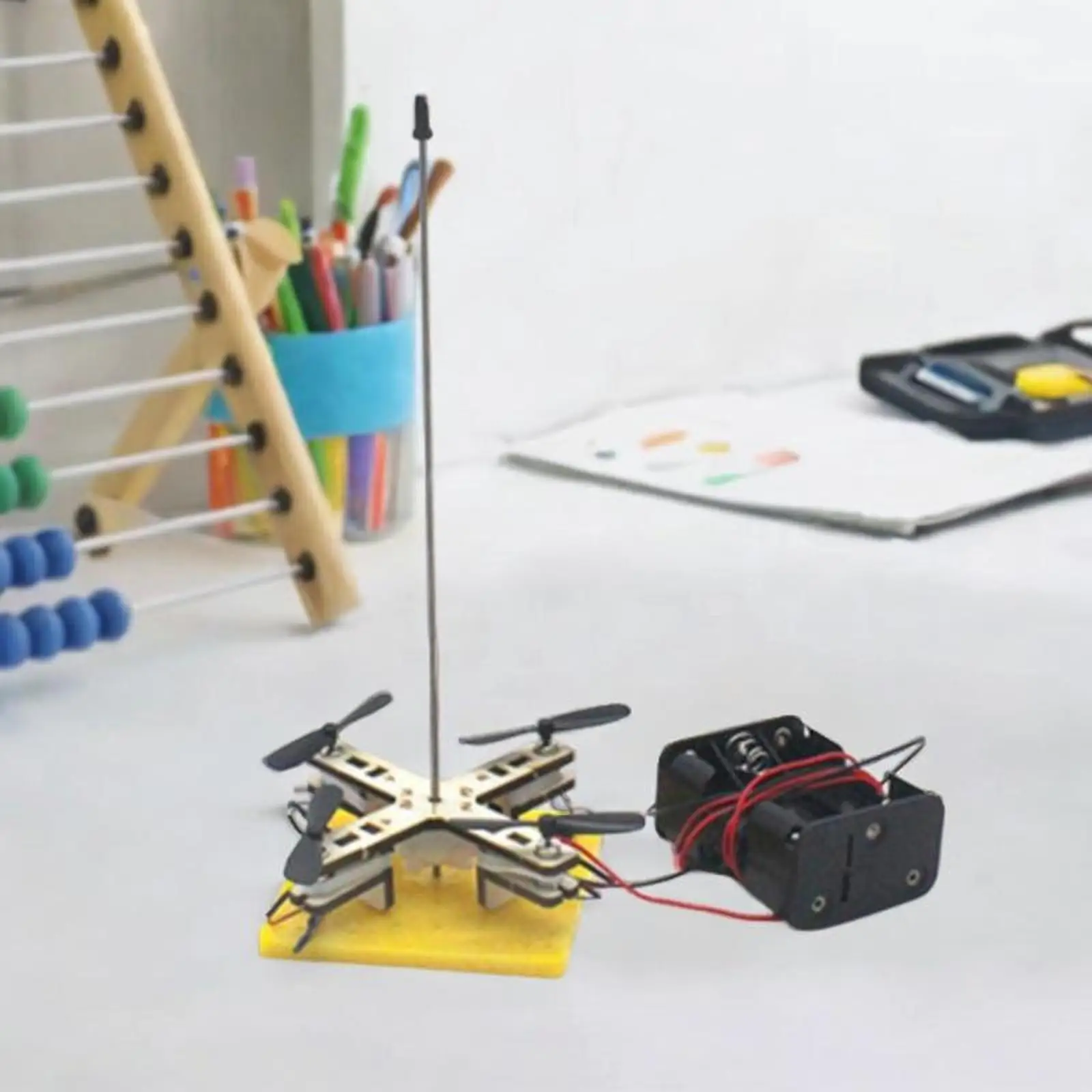 Electric Helicopter Model Toy 3D Wooden Assemble Toy Easy to Assemble with Switch Building Kit Toy for Home School Boys Girls