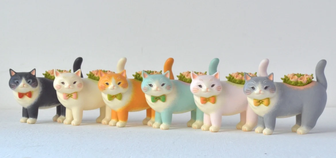 IKIMON cápsula de juguete ATC Potteri Nyanko, colección de figuras, lindas miniaturas de macetero de gato clásico kawaii - imagen 2