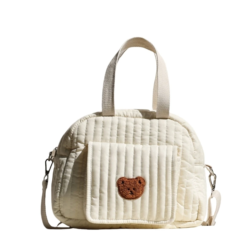 M76C Bolso pequeño funcional para padres con múltiples bolsillos y atractivo bolso maternidad con patrón oso adecuado para