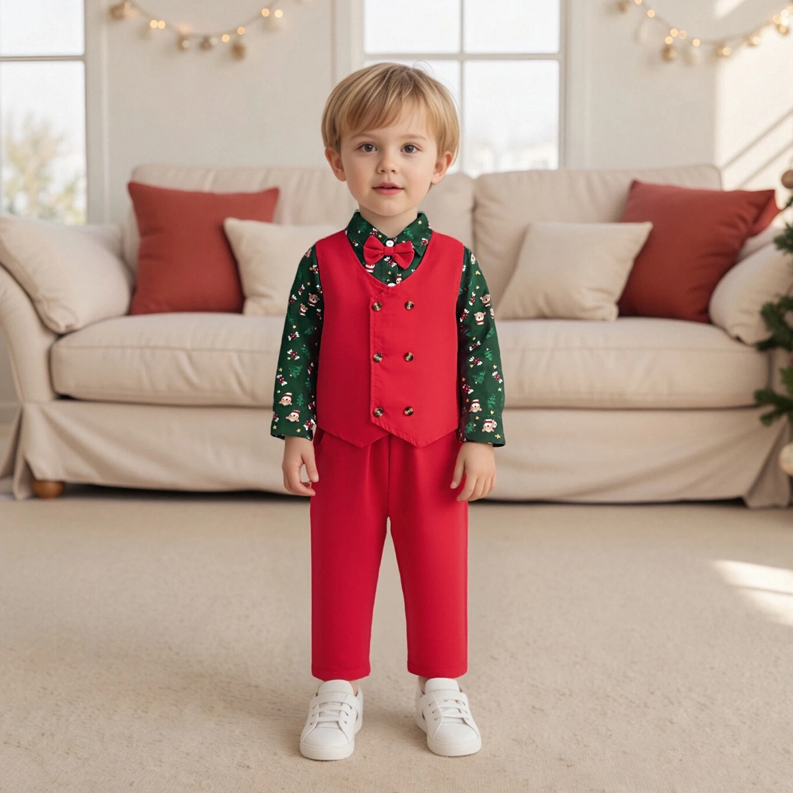ViSgogo conjunto Navidad niño pequeño chaleco animal pantalón elástico - imagen 4