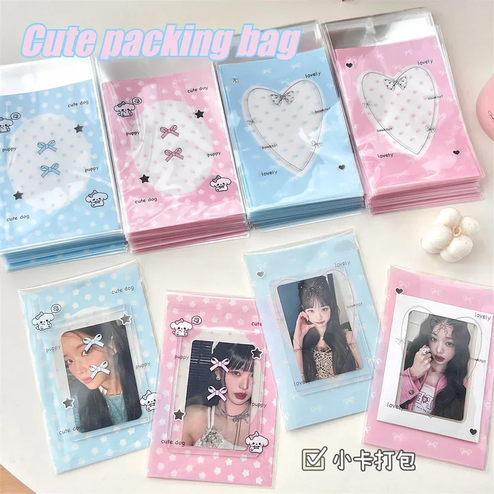 Protector para sesión fotográfica de ídolo Kpop, fundas para tarjetas Poca, tarjetero con estampado Kawaii, embalaje de dulces DIY, papelería escolar, 50 Uds. - imagen 3