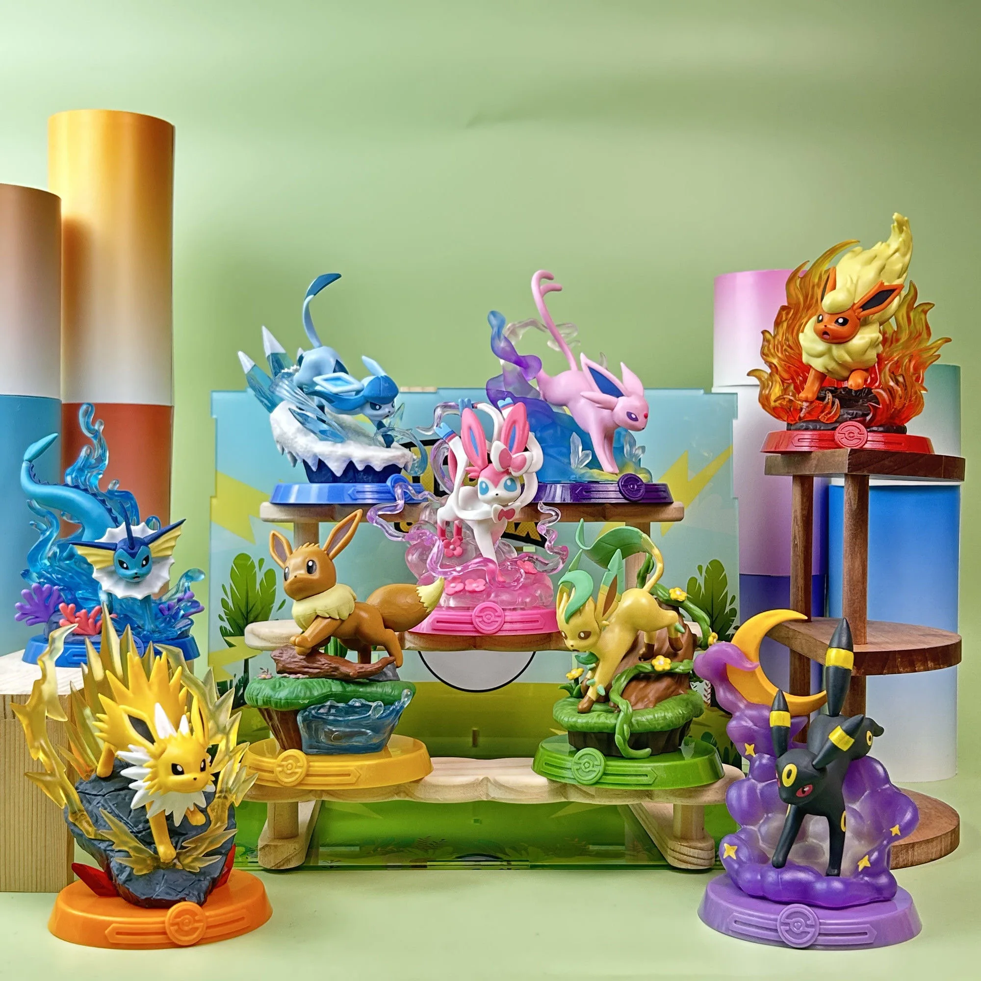 Figuras de Pokémon Eeveelution de 9 estilos, Espeon Sylveon Glaceon Leafeon Vaporeon Umbreon Flareon, figura de Anime, juguete monstruo de bolsillo - imagen 3