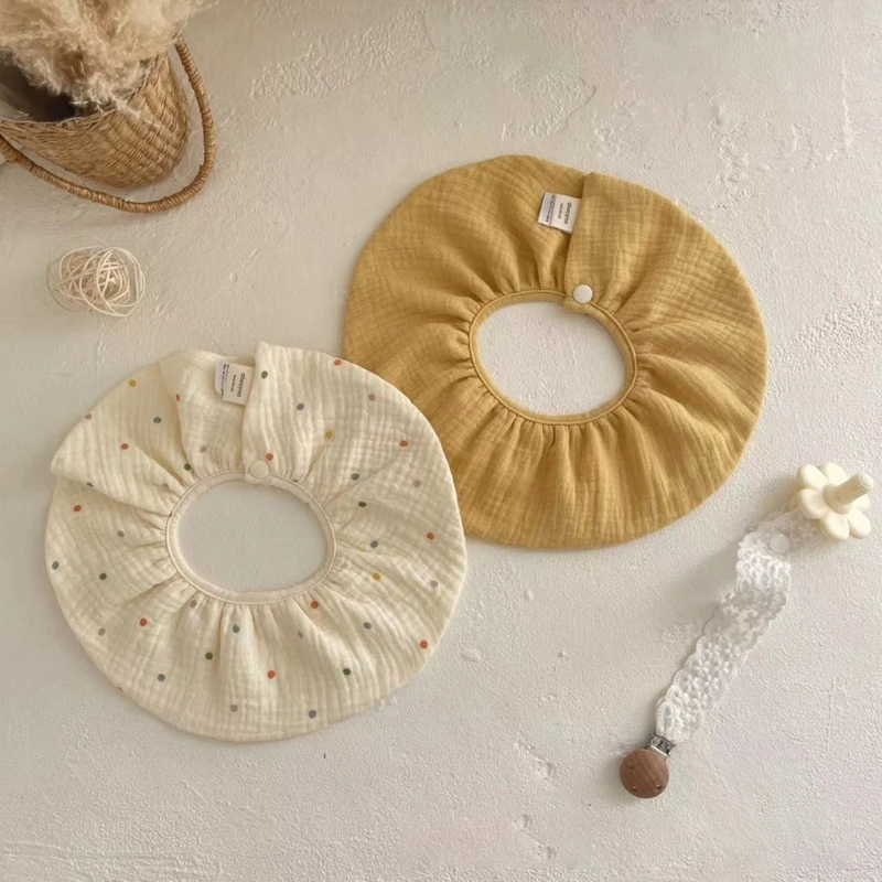 아기 턱받이 통기성 면 거즈 턱받이, 6 레이어, 단색, 흘러내림 턱받이, 유아 타올, 신생아 트림 천 앞치마 - imagen 3