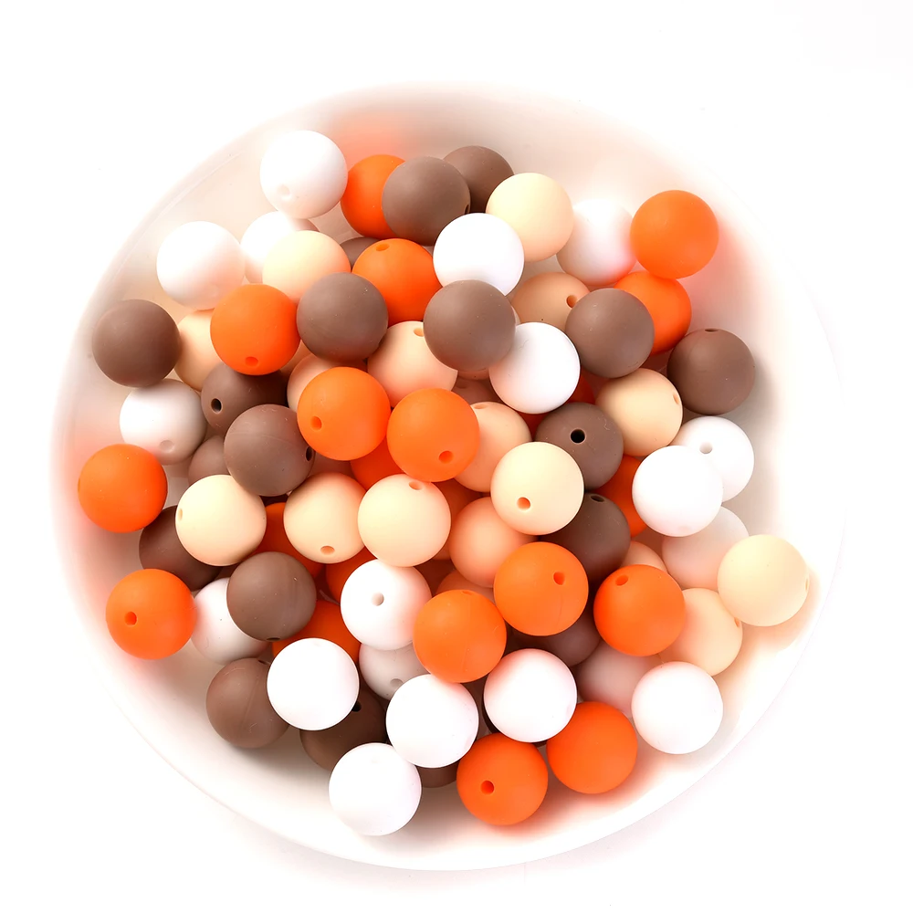 80 Uds. De cuentas redondas de silicona de 15mm de Color sólido, juguete para la dentición, regalos para la ducha de lactancia, accesorios de cadena de chupete - imagen 3