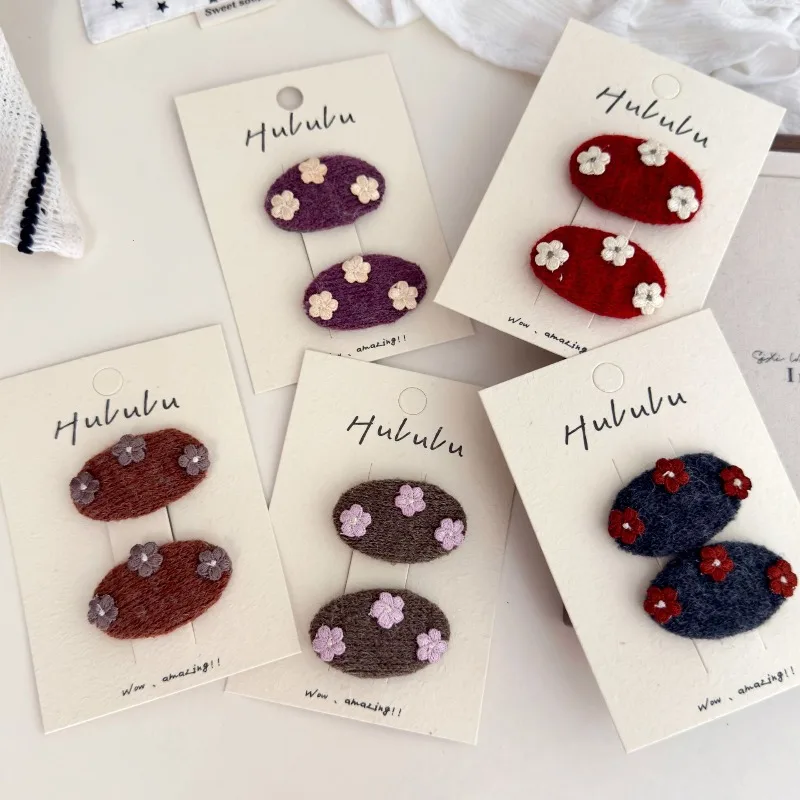 2 unids/set elegante Floral tejido flor BB Clips lindo niño ovalado pinzas para el cabello para niñas dulce bebé accesorios para el cabello para cabello fino