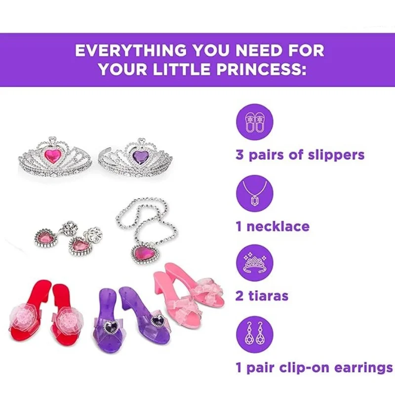 Zapatos de vestir de princesa para niñas, tacones de princesa, Tiaras y conjunto de bisutería, regalos de cumpleaños para niñas - imagen 5