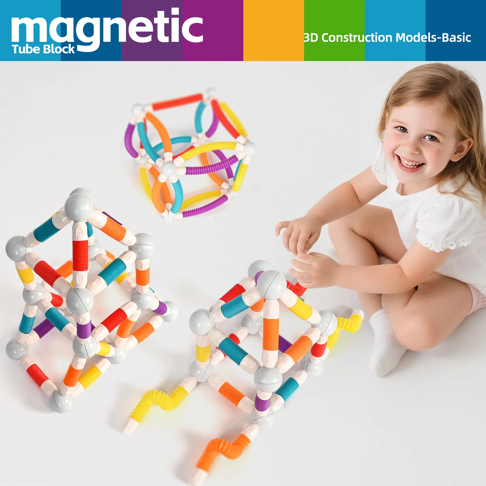 Juego de bloques de construcción magnéticos, juguete para niños, varilla magnética, bloques de construcción, tubos Pop, alivio del estrés, juguete educativo Montessori - imagen 2