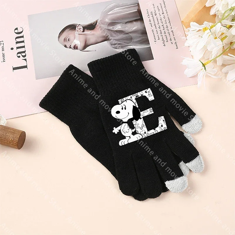Guantes de 7,48 pulgadas para adultos Snoopys hombre mujer dibujos animados Anime carta pantalla guantes invierno cálido Anime moda nuevos regalos lindos de cumpleaños - imagen 5