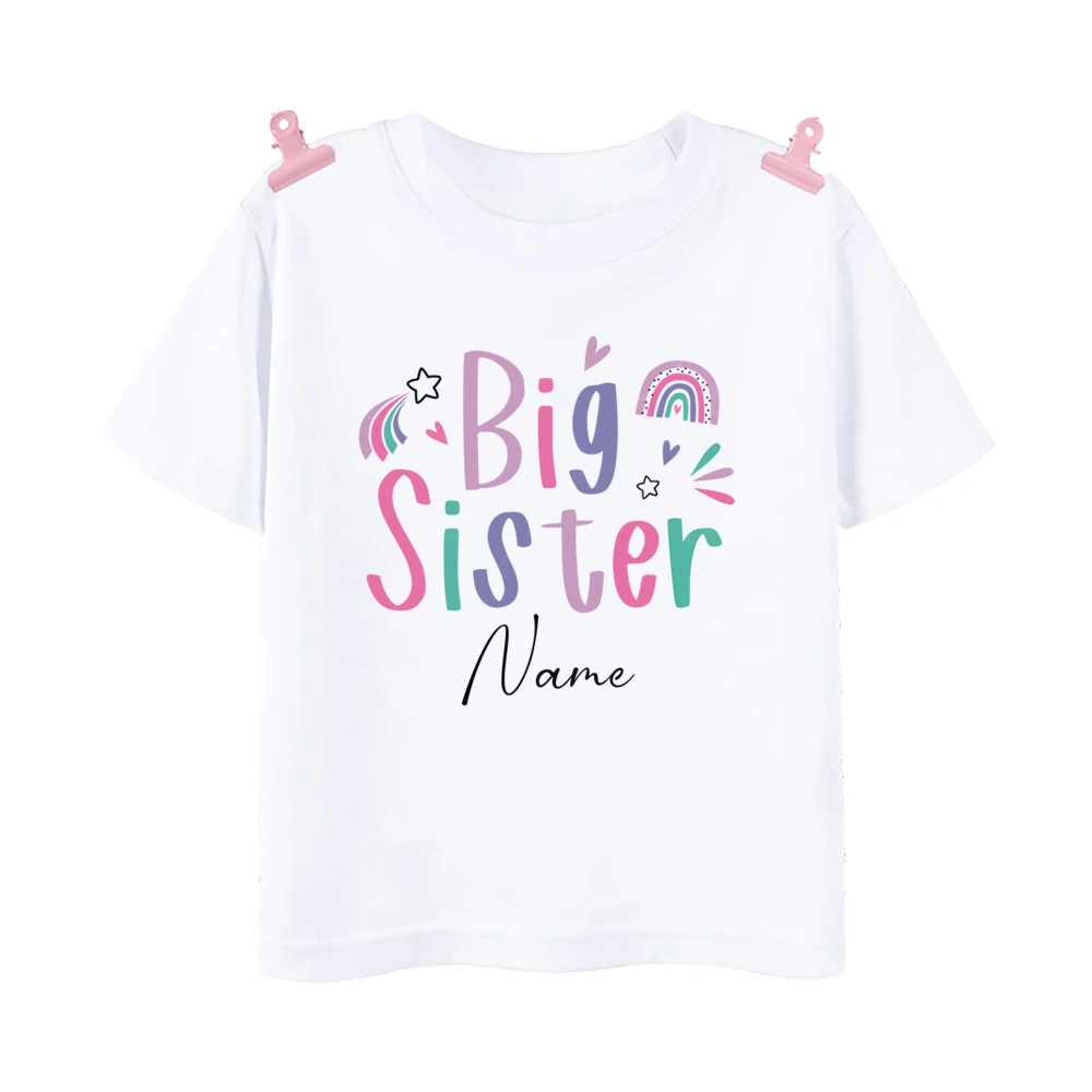 Camiseta personalizada a juego con estampado de hermana mayor y hermana pequeña, camiseta personalizada con nombre para niños y niñas, camiseta para hermanos, camiseta de manga corta para niños - imagen 4