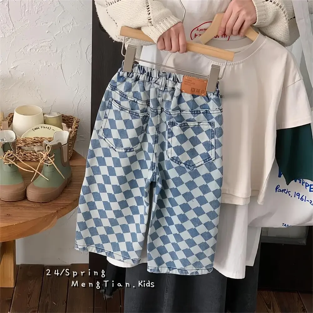 Pantalones para niños de 2 a 7 años, pantalones a cuadros para niños, pantalones vaqueros informales para niños, pantalones largos a la moda para niños - imagen 5