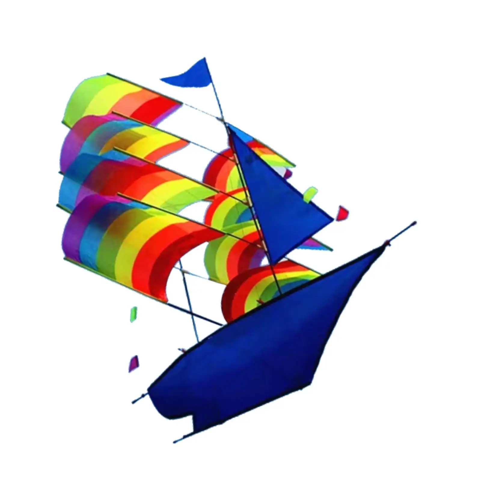 Rainbow Sailboat Fly Kite Large Sailboat Kite Portable Flying Toy Outdoor Sports