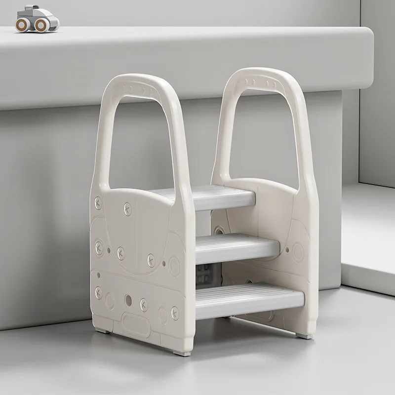 ‌ Taburete con respaldo triangular ultra estable, escalera para niños con marco de metal, reposapiés antideslizante para cepillado de dientes y lavado a mano ‌ - imagen 5