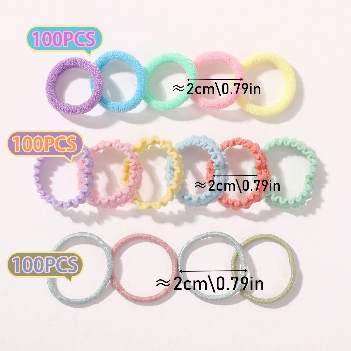 300 Uds. Conjunto de lazos elásticos para el cabello de nailon Color macarrón para niñas, coleteros trenzados, accesorios para el cabello para niños