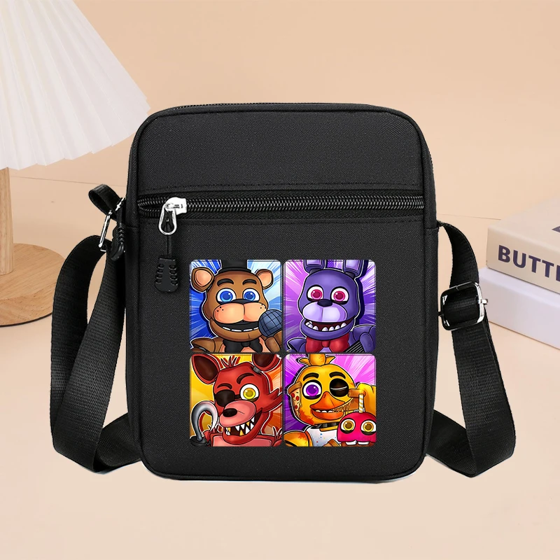 FNAF bolso de hombro de nailon para hombres y mujeres cinco noches en Freddy bolsa de almacenamiento para teléfono móvil bolsos cruzados de moda portátiles regalos