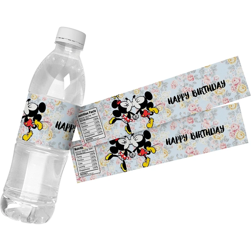 24 Uds. Etiquetas para botellas de agua de Mickey Mouse, pegatinas de dibujos animados, barra de dulces, Baby Shower, cumpleaños, boda, evento, decoraciones para fiestas - imagen 5