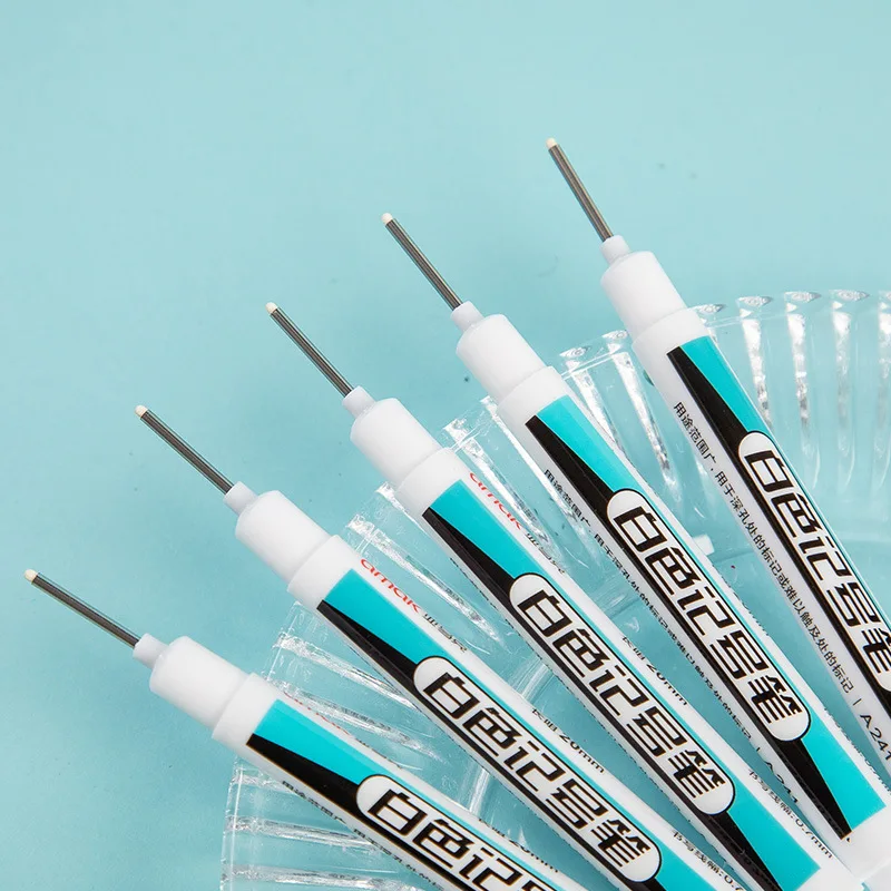 Rotuladores blancos oleosos, resistentes al agua, marcadores para bocetos de grafiti, papelería, marcador de Agujero profundo, pintura permanente blanca, 5 uds.