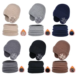 Gorro de punto con orejeras y bufanda para niño – Forro felpa