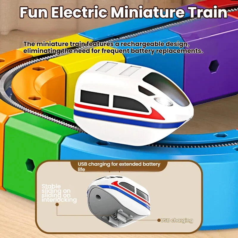 Juegos de vías de tren DIY, kits de construcción de vías de coches de carreras con tren y señales de tráfico, juguete educativo STEM para niños, regalo de Navidad - imagen 3