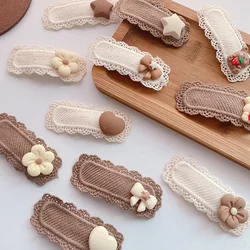 Pinzas con oso para el cabello infantil - Lazo de tela con horquilla decorada
