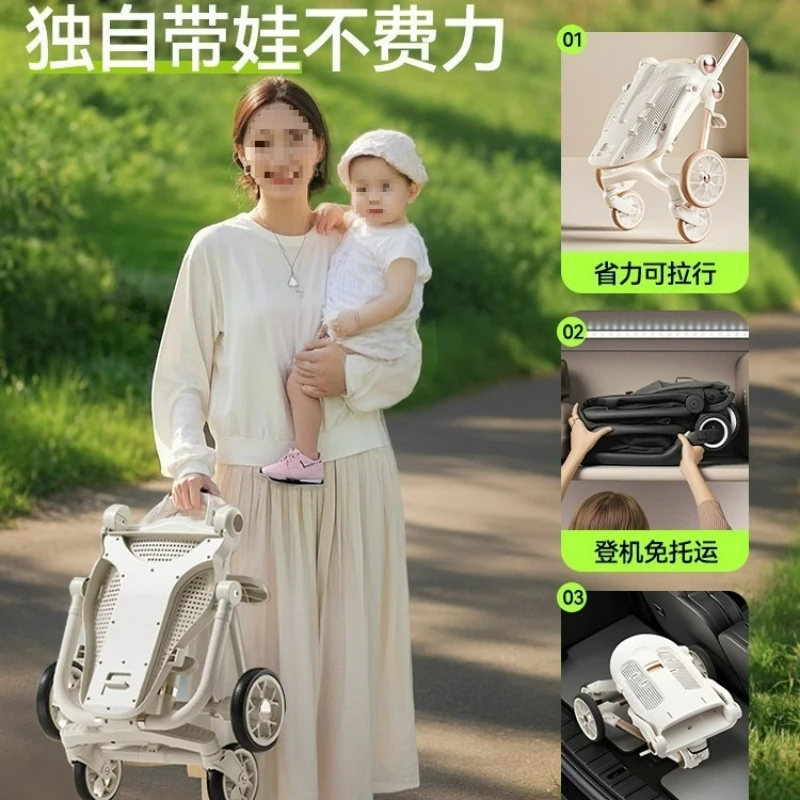 Cochecito de bebé para caminar para niños, ligero, plegable, bidireccional, para caminar, salir, paisaje alto - imagen 5