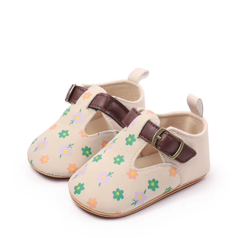 Zapatos de cuero con flores para bebé – Primeros pasos - imagen 2
