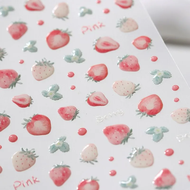 Pegatinas decorativas DIY de frutas con lazo conejo, estilo INS