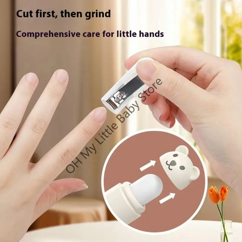 Cortauñas eléctrico de dibujos animados para bebé, herramienta pulidora de uñas para chico, Kit de cuidado para bebé, juego de manicura, cortaúñas fácil de recortar para recién nacido - imagen 3