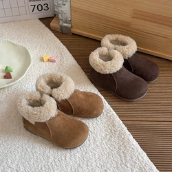 Otoño Invierno, botas de nieve para bebés y niñas, zapatos cómodos de felpa para niños, zapatos de exterior, botines antideslizantes de suela blanda para niños pequeños