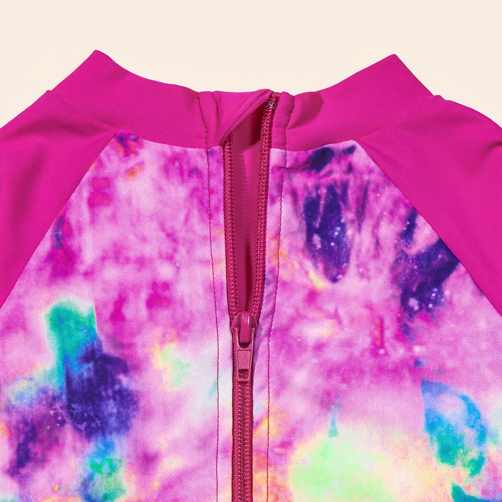 Bañador tie-dye para niña con volantes y manga larga - imagen 3