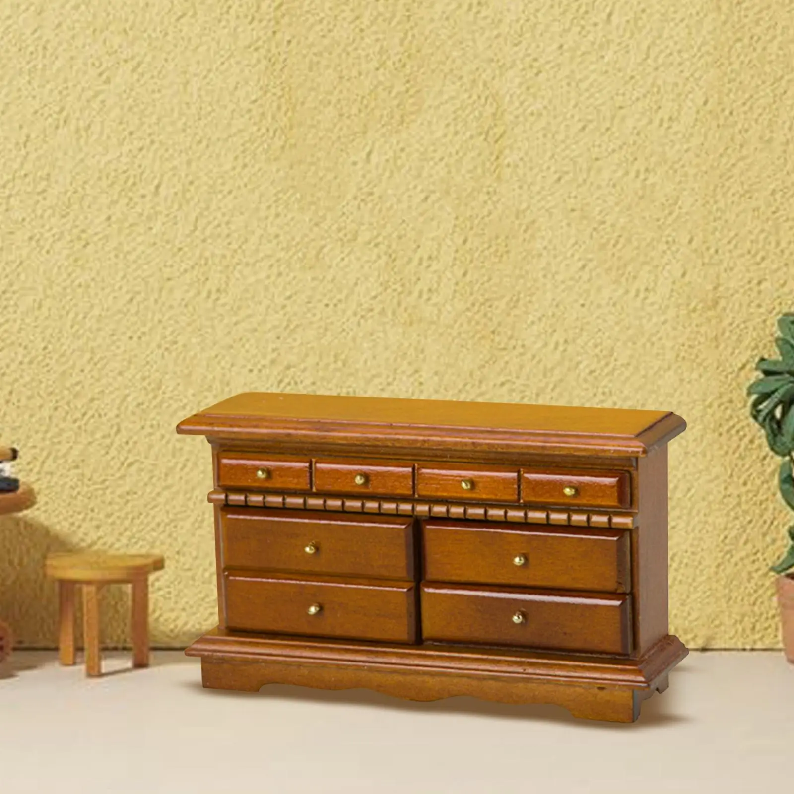 1:12 Scale Dollhouse Mini TV Cabinet with 8 Opening Drawers for Pretend Play
