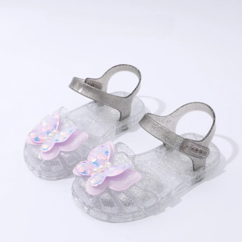 Sandalias para niños 2025, novedad de verano, zapatos para niñas, zapatos antideslizantes de suela blanda para niñas, zapatos de princesa, sandalias de gelatina para niñas con mariposas a la moda - imagen 4