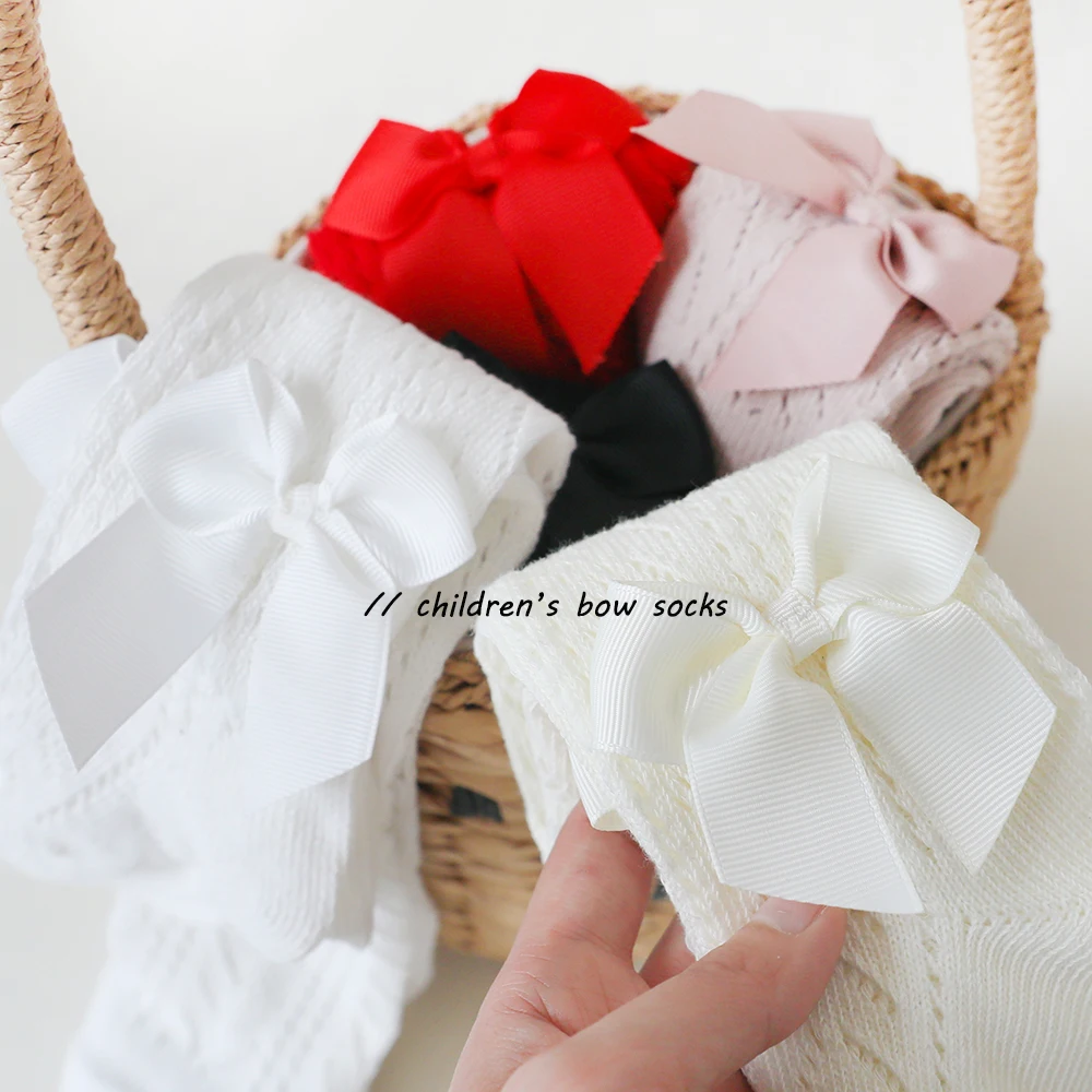 Lawadka, medias de verano para bebé recién nacido, medias finas de malla de encaje para niño pequeño, pantimedias ajustadas de algodón con lazo a la moda para niña de 0 a 3 años - imagen 3