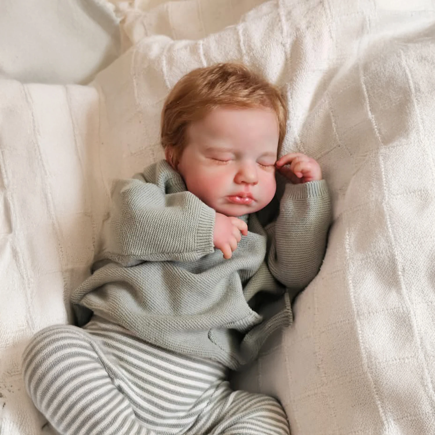 NPK19 ''piel 3D con venas visibles alta calidad hecha a mano Reborn Loulou Asleep cuerpo suave muñeca artística coleccionable realista - imagen 3