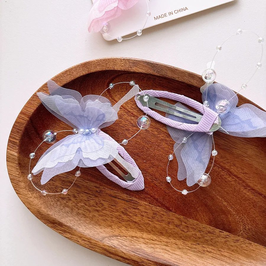 Flequillo con clip mariposa para tocado de pelo infantil princesa - imagen 5