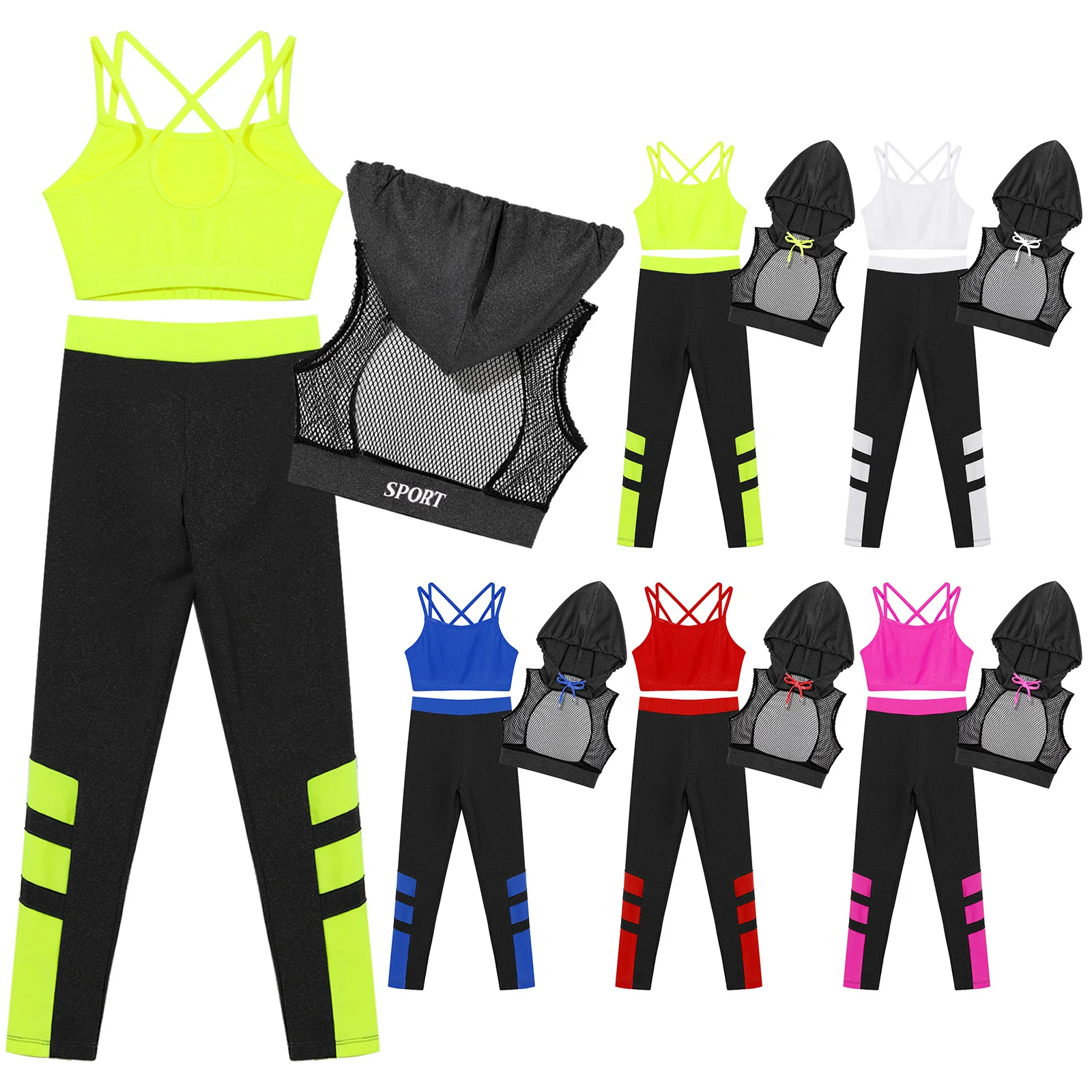 Conjunto ropa hip hop infantil con camisola, chaleco y leggings - imagen 5