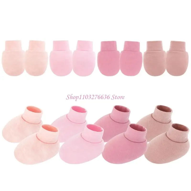 R6FD Cotton Baby Mittens and Booties establece Anti Scratches Recién nacidos Cubierta y calcetines - imagen 3