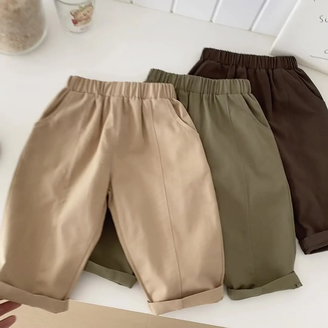 Pantalones largos infantiles de algodón suave unisex - imagen 2