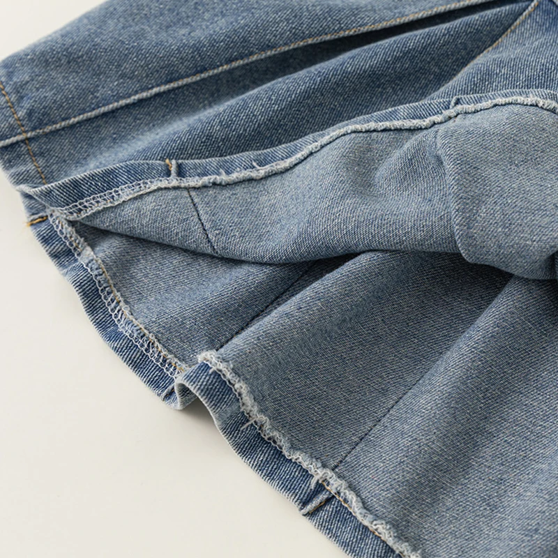 Vestido de verano para niño niña, ropa coreana para niño, moda vaquera sin mangas, cinturón de solapa, vestidos para bebé, ropa de Boutique para niño B275 - imagen 5