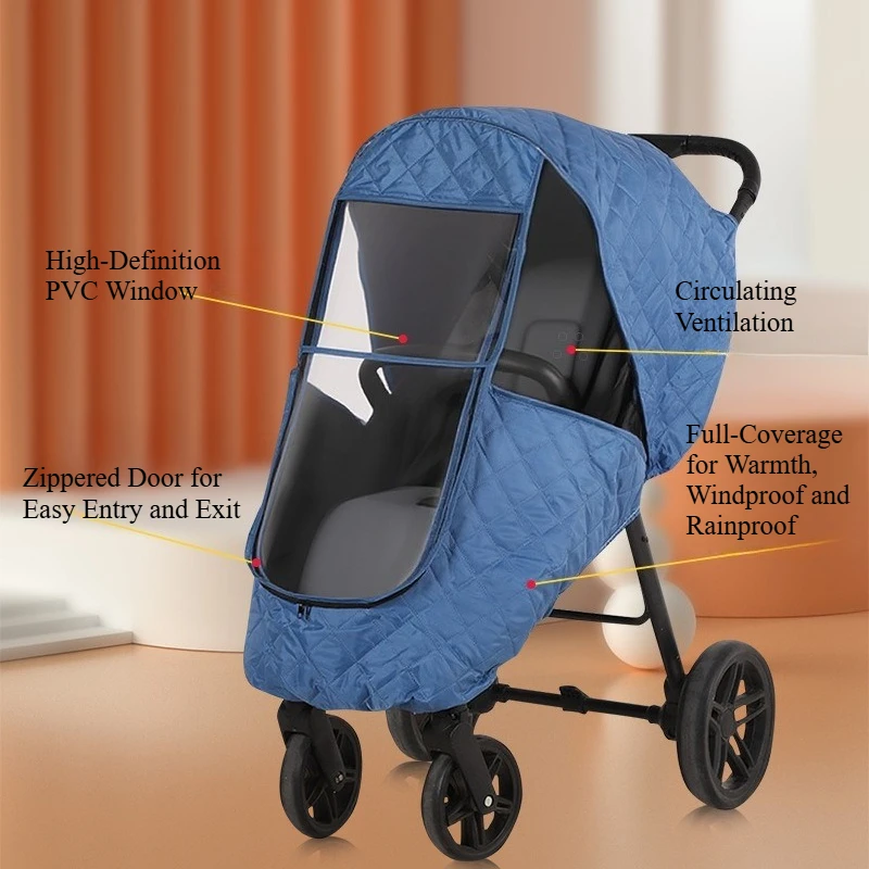 Babyfond Cochecito infantil Cubierta contra la lluvia y el viento - Cochecito impermeable y transpirable para niños, funda cálida con cremallera - imagen 2