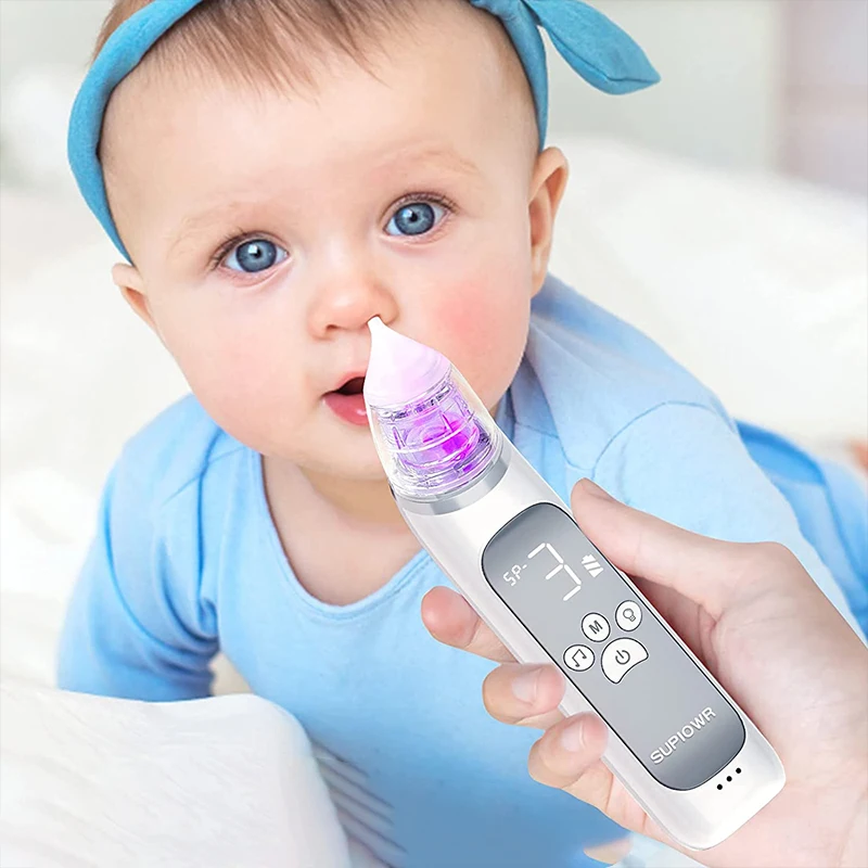 Aspirador Nasal eléctrico para bebé, dispositivo de succión Nasal con boquilla de silicona de grado alimenticio, 3 modos de succión y música relajante