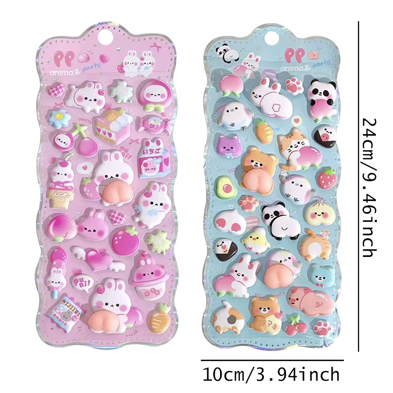 ZYF Pegatinas en relieve 3D para niños - Dibujos de conejo, oso y gato - imagen 5
