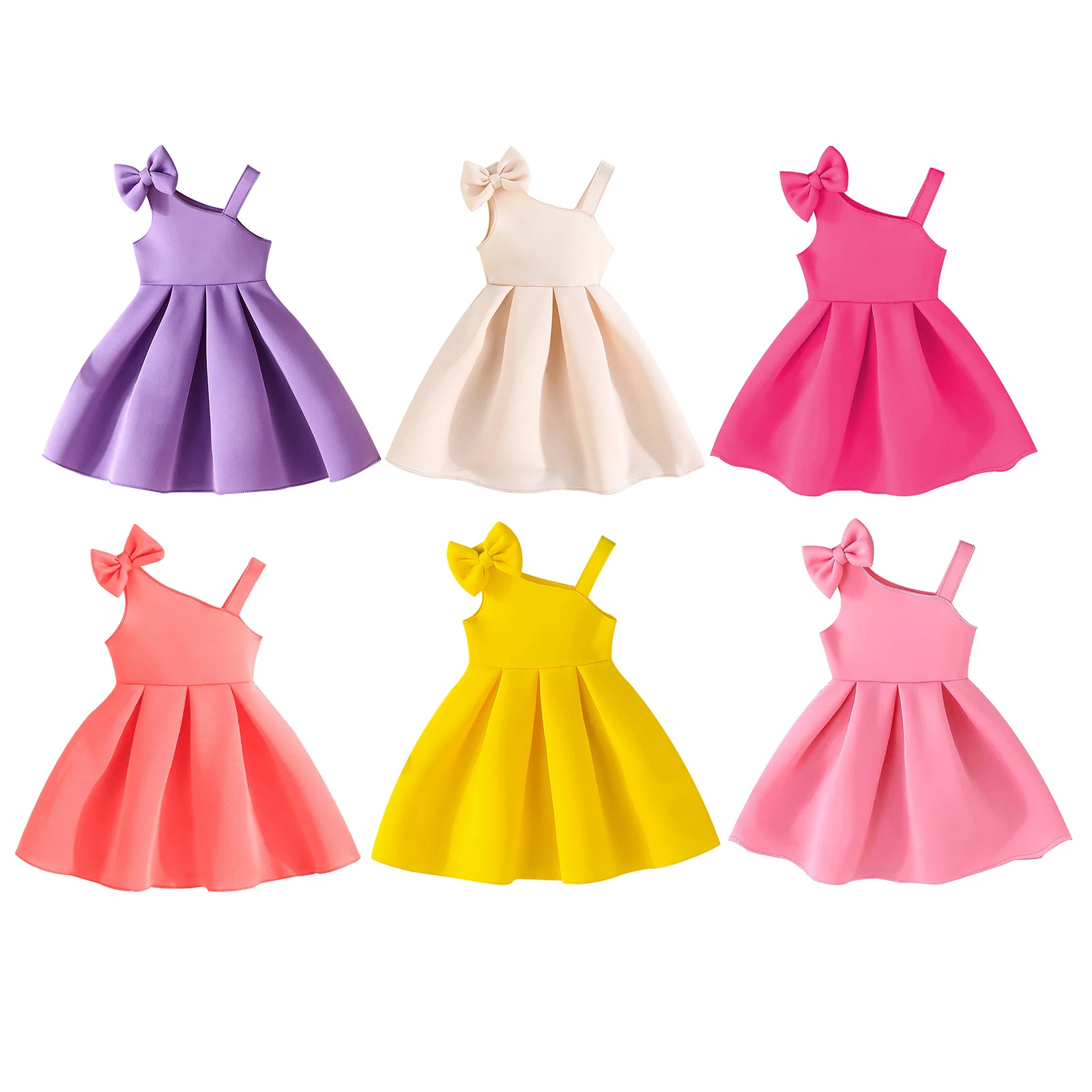 Vestido floral fiesta con lazo para niña – Un hombro, boda, cumpleaños - imagen 3